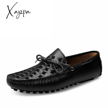 Xajzpa - Leather Men Shoes Casual Flats Breathable Loafers Genuine Slip Moccasins Comfortable